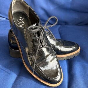 Franco Sarto Women Charles Black Patent Oxford Shoes Lugsole Size 7M NEW